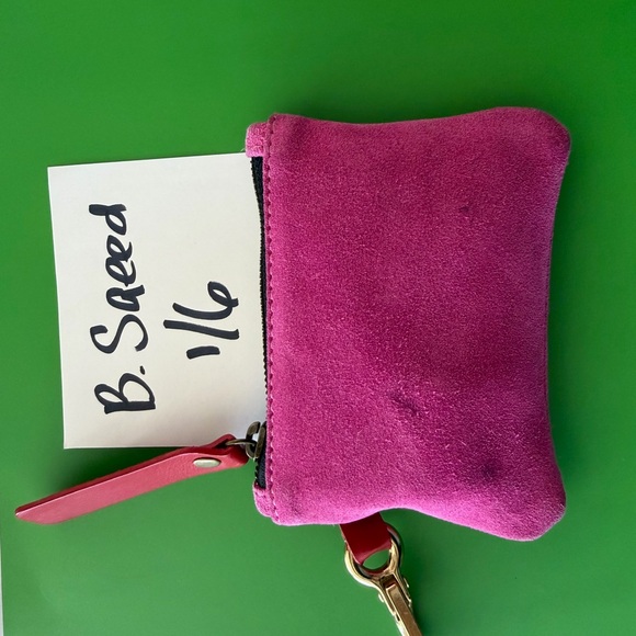 Parker Thatch Pink Suede Women's Clip on small zipper pouch - Picture 3 of 9